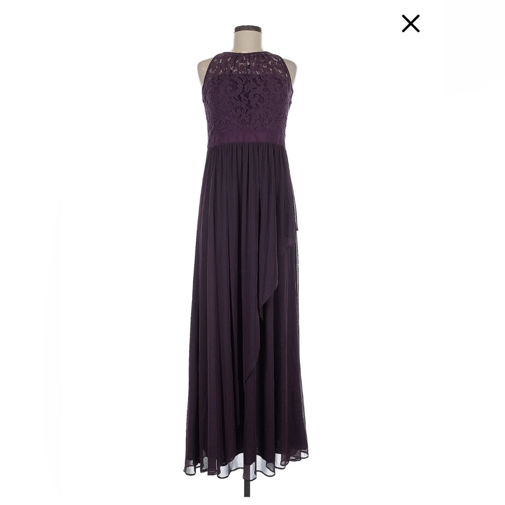 Adrianna Papell Floor Length Plum Formal Dress